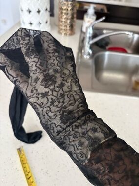 Wolford Black Lace Stockings Brand New FLAWED!!